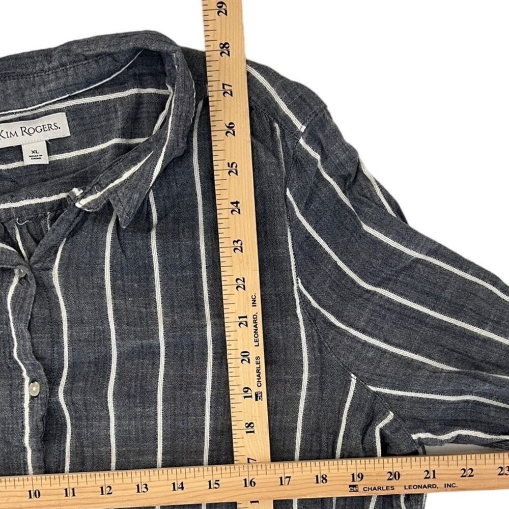 KIM ROGERS Striped Button Up Top - Picture 8 of 8